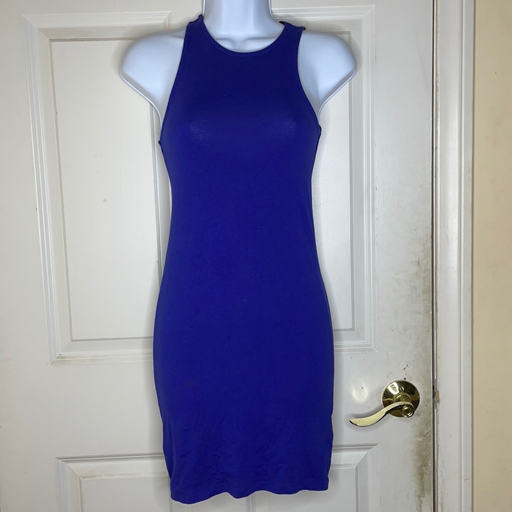 Racer back blue tank top dress